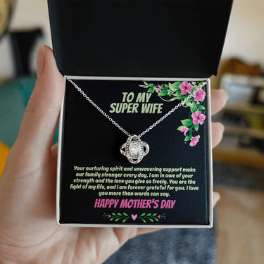 To My Super Wife - Love Knot Necklace - Gift Set - SLPMAE0004 - Sunshine Letters Co